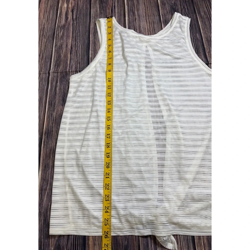 Lululemon Meet Halfway Tank Top Womens Striped White Size 8 Open Back Tie Back